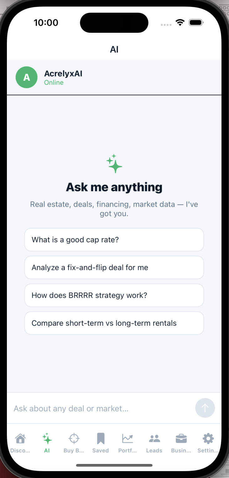 Acrelyx investor Buy Box interface